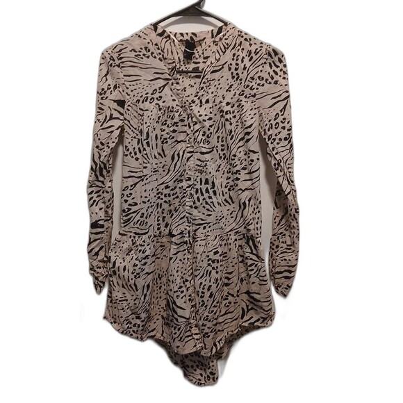 H&M Animal Print Button-Up Tunic – Tan & Black – Women’s Size 4 - Picture 1 of 10